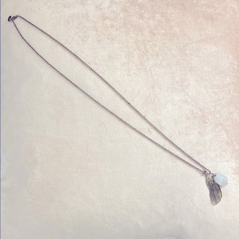 Massimo Dutti Long Necklace with Feather Pendant